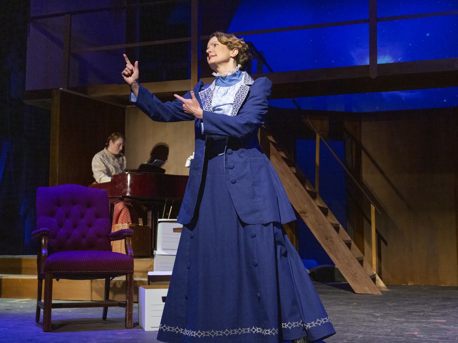 Grace H Bryan moving across the stage in Silent Sky
